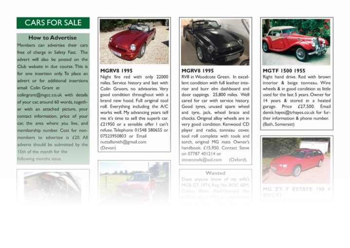 MG Car Club - Cars for Sale