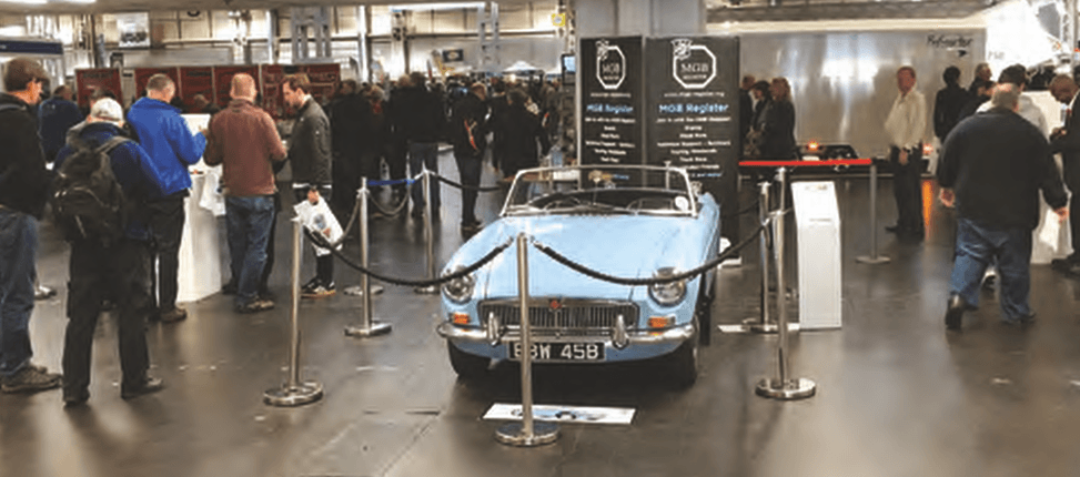 MGB Register welcomes visitors to Hall 3 at the Classic Car Show
